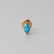 Oval Aqua CZ Labret in Gold - Titanium - Camden Body Jewellery
