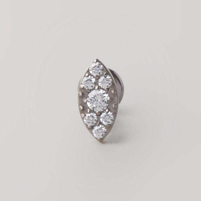 Oval CZ Labret in Silver - Titanium - Camden Body Jewellery