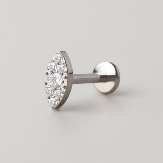 Oval CZ Labret in Silver - Titanium