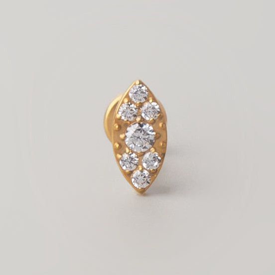 Oval CZ Labret in Gold - Titanium - Camden Body Jewellery