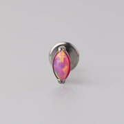 Oval Pink Opal Labret in Silver - Titanium - Camden Body Jewellery