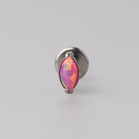 Oval Pink Opal Labret in Silver - Titanium - Camden Body Jewellery