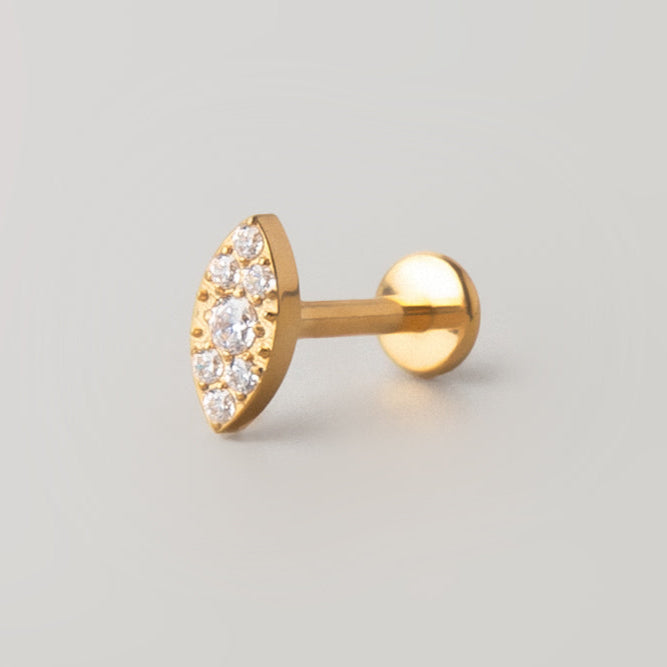 Oval CZ Labret in Gold - Titanium