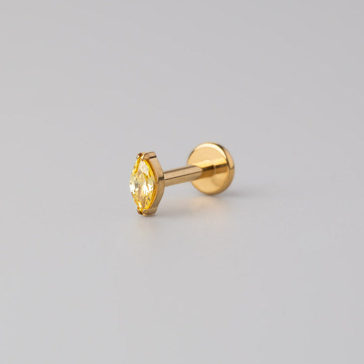 Oval Yellow CZ Labret in Gold - Titanium