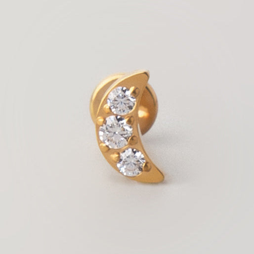 Crescent CZ Labret in Gold - Titanium