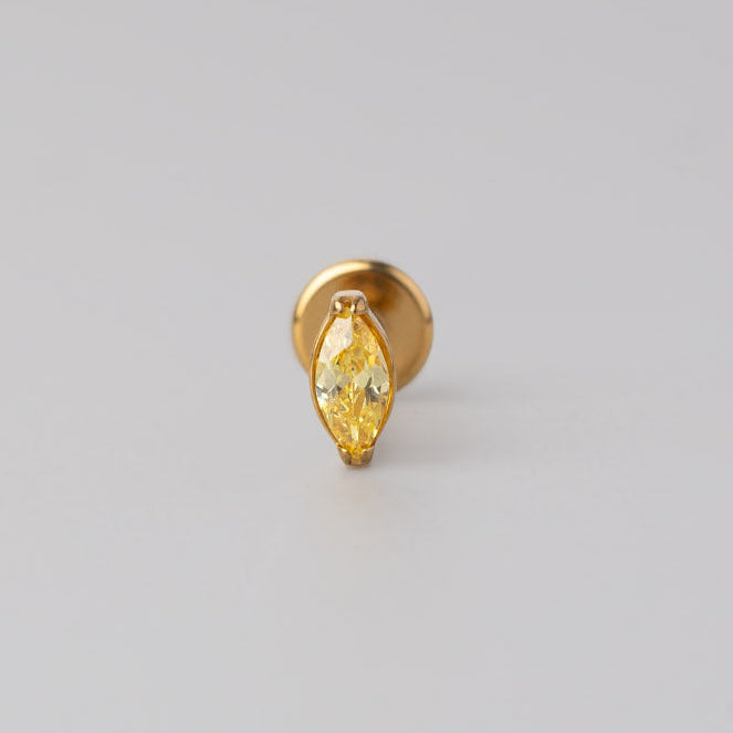 Oval Yellow CZ Labret in Gold - Titanium