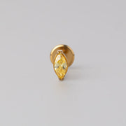 Oval Yellow CZ Labret in Gold - Titanium - Camden Body Jewellery