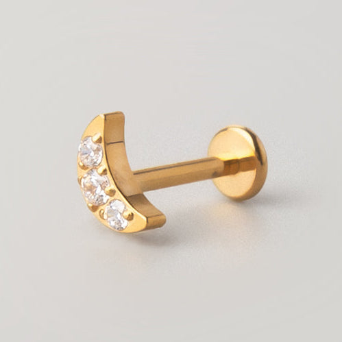 Crescent CZ Labret in Gold - Titanium - Camden Body Jewellery