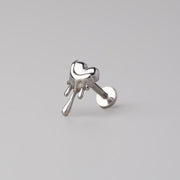 Drippy Heart Labret in Silver - Titanium - Camden Body Jewellery