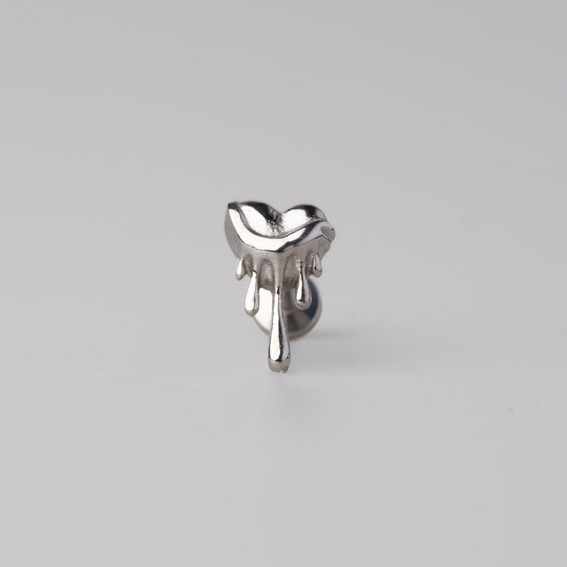 Drippy Heart Labret in Silver - Titanium