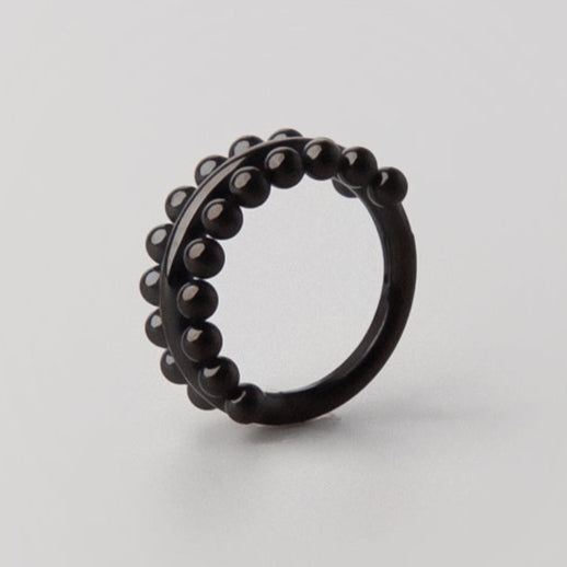 Hinged Segment Ring Double Sided Beads in Black - Titanium - Camden Body Jewellery