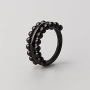 Hinged Segment Ring Double Sided Beads in Black - Titanium - Camden Body Jewellery