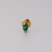 Oval Green CZ Labret in Gold - Titanium - Camden Body Jewellery