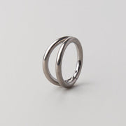 Duality Segment Ring in Silver - Titanium - Camden Body Jewellery