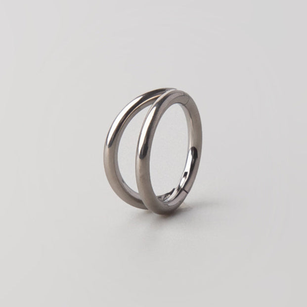 Duality Segment Ring in Silver - Titanium - Camden Body Jewellery