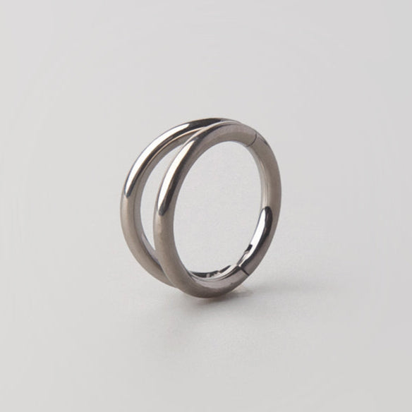 Duality Segment Ring in Silver - Titanium - Camden Body Jewellery