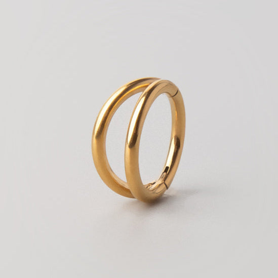 Hinged Segment Ring Double Stack in Gold - Titanium - Camden Body Jewellery