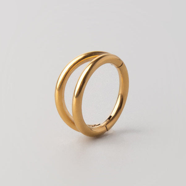 Hinged Segment Ring Double Stack in Gold - Titanium - Camden Body Jewellery