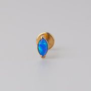 Oval Blue Opal Labret in Gold - Titanium - Camden Body Jewellery