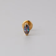Oval Rainbow CZ Labret in Gold - Titanium - Camden Body Jewellery