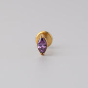 Oval Purple CZ Labret in Gold - Titanium - Camden Body Jewellery