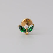 Double Marquise Emerald Green with Clear CZ in Gold - Titanium - Camden Body Jewellery