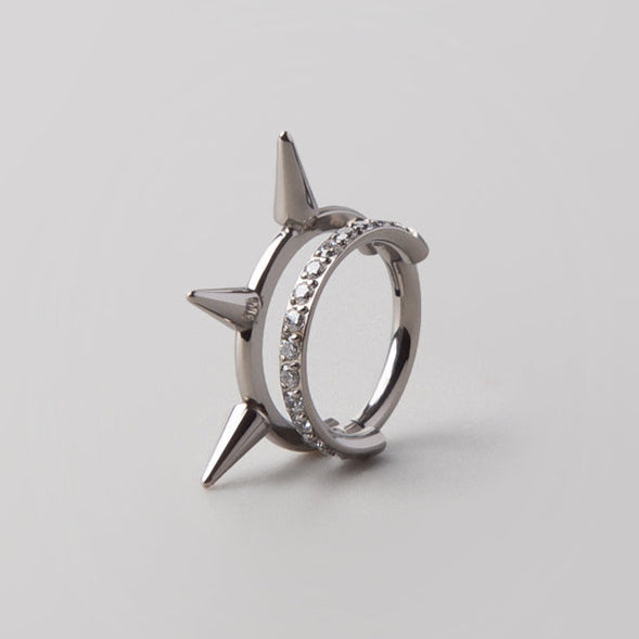 Nova Spike Segment Hoop in Silver - Titanium - Camden Body Jewellery