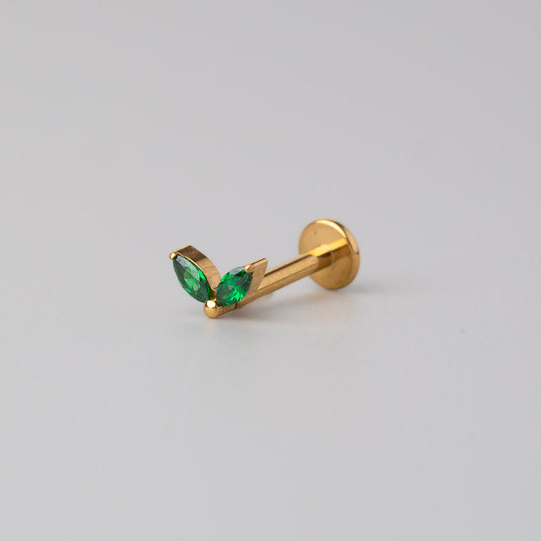 Double Marquise Emerald Green in Gold - Titanium