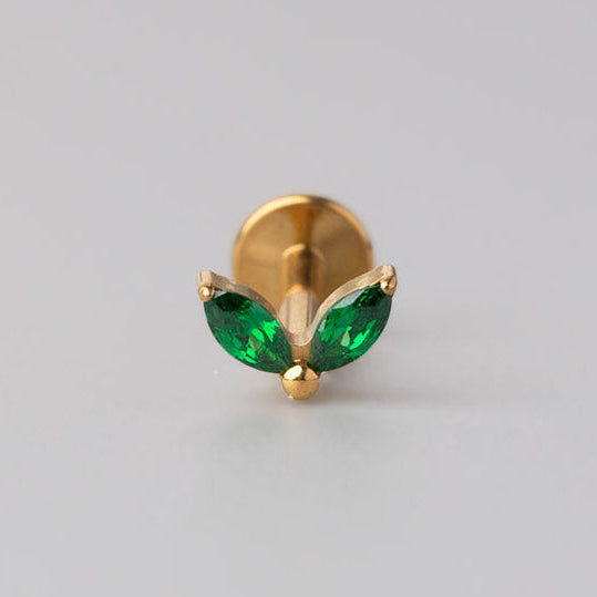 Double Marquise Emerald Green in Gold - Titanium