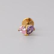 Double Triangular Purple and Pink CZ in Gold - Titanium - Camden Body Jewellery
