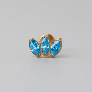 Triple Marquise Aqua CZ Labret in Gold - Titanium - Camden Body Jewellery