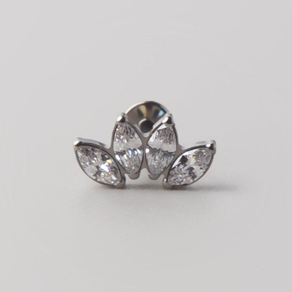 Quadruple Marquise Clear Gem Labret - Titanium