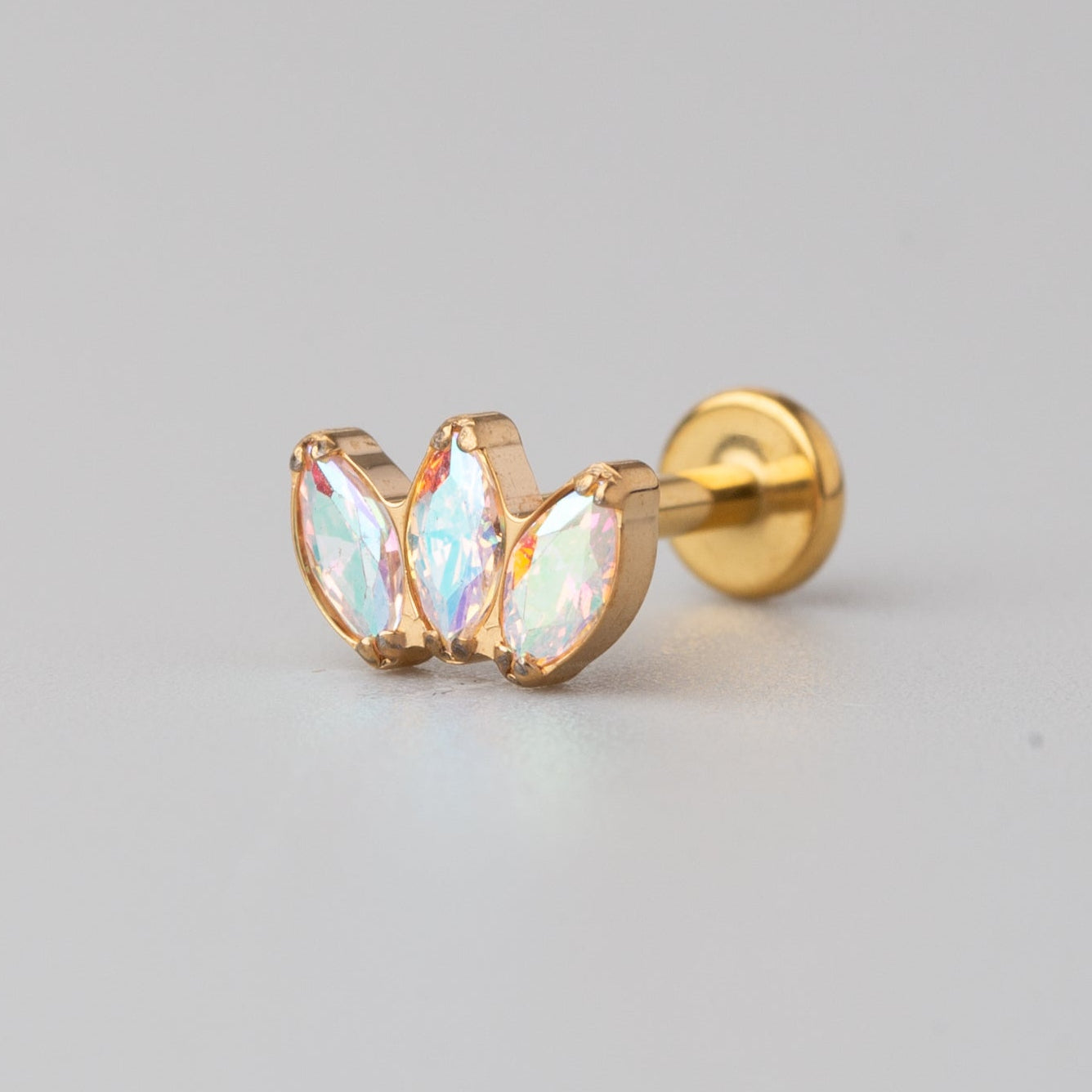 Triple Marquise AB CZ Labret in Gold - Titanium - Camden Body Jewellery