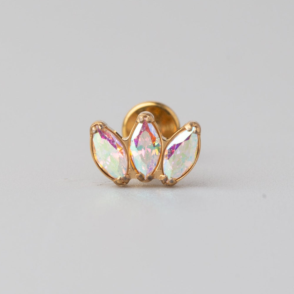 Triple Marquise AB CZ Labret in Gold - Titanium
