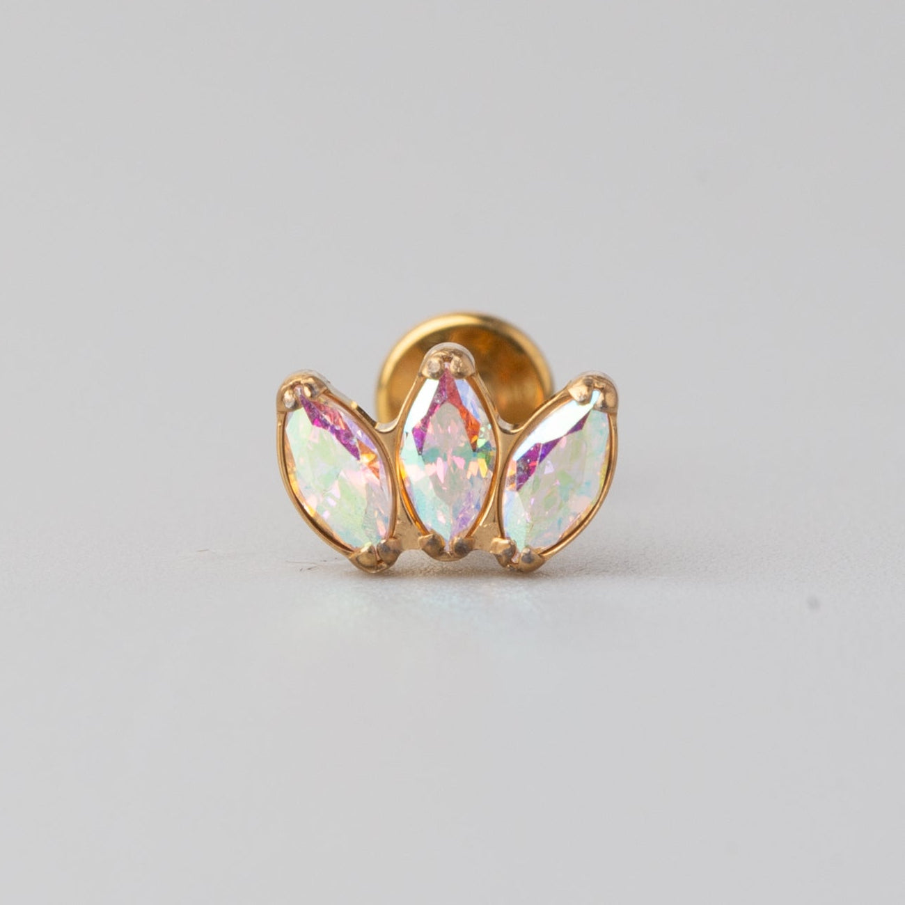 Triple Marquise AB CZ Labret in Gold - Titanium - Camden Body Jewellery