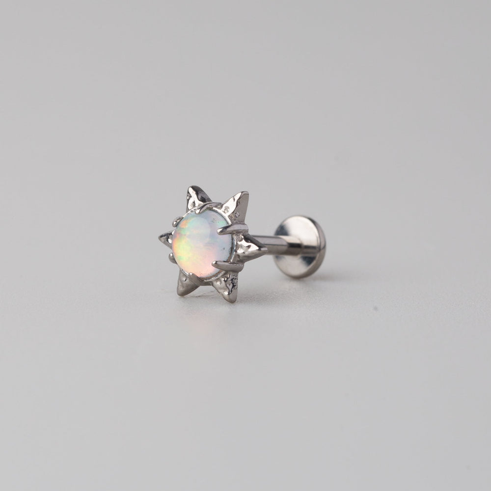 Flash Star Claw White Opal Labret in Silver - Titanium