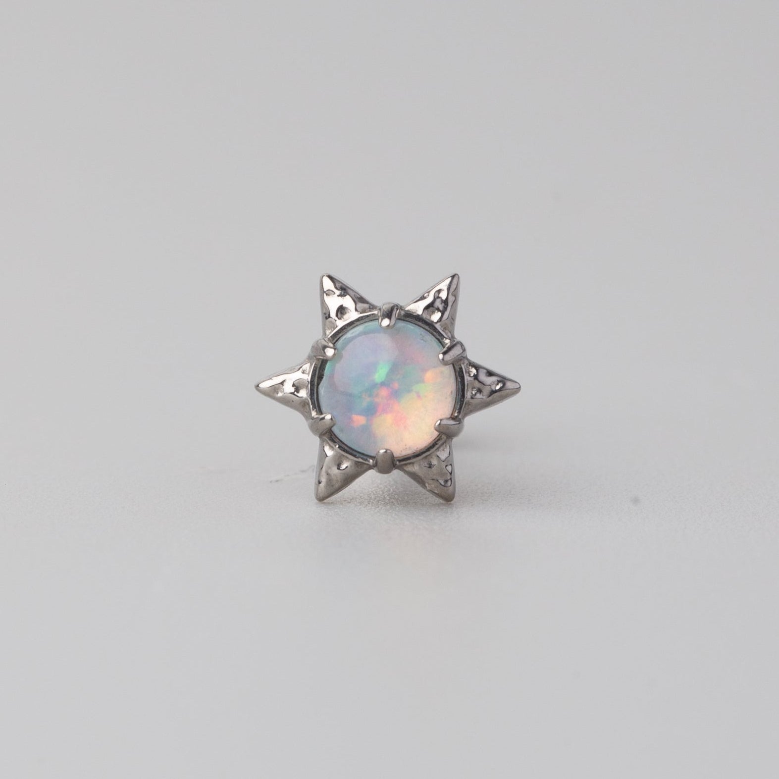 Flash Star Claw White Opal Labret in Silver - Titanium - Camden Body Jewellery