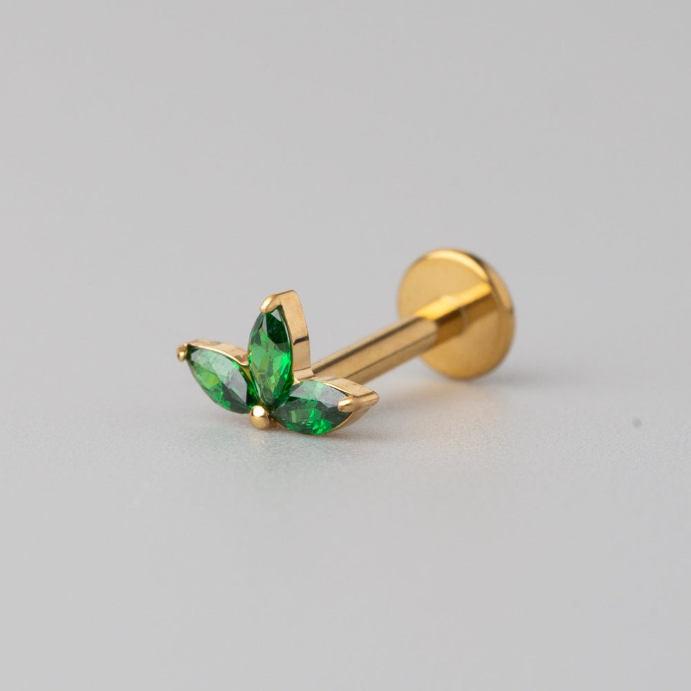 Triple Marquise Clover Emerald Green in Gold - Titanium