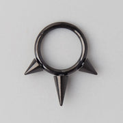Triple Spike Segment Hoop in Black - Titanium - Camden Body Jewellery