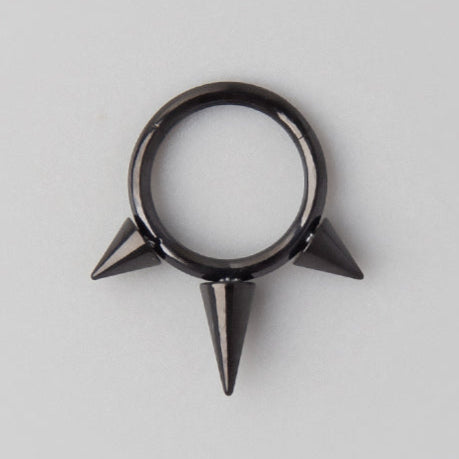 Triple Spike Segment Hoop in Black - Titanium - Camden Body Jewellery
