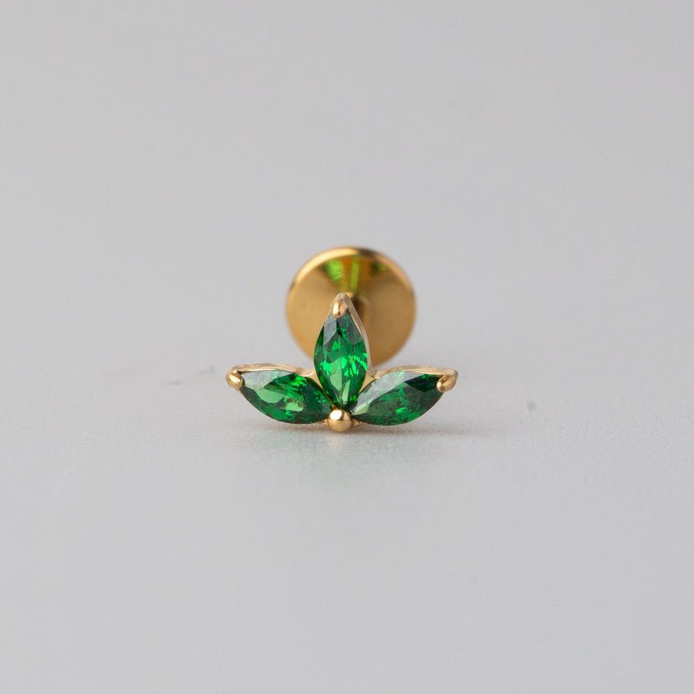 Triple Marquise Clover Emerald Green in Gold - Titanium