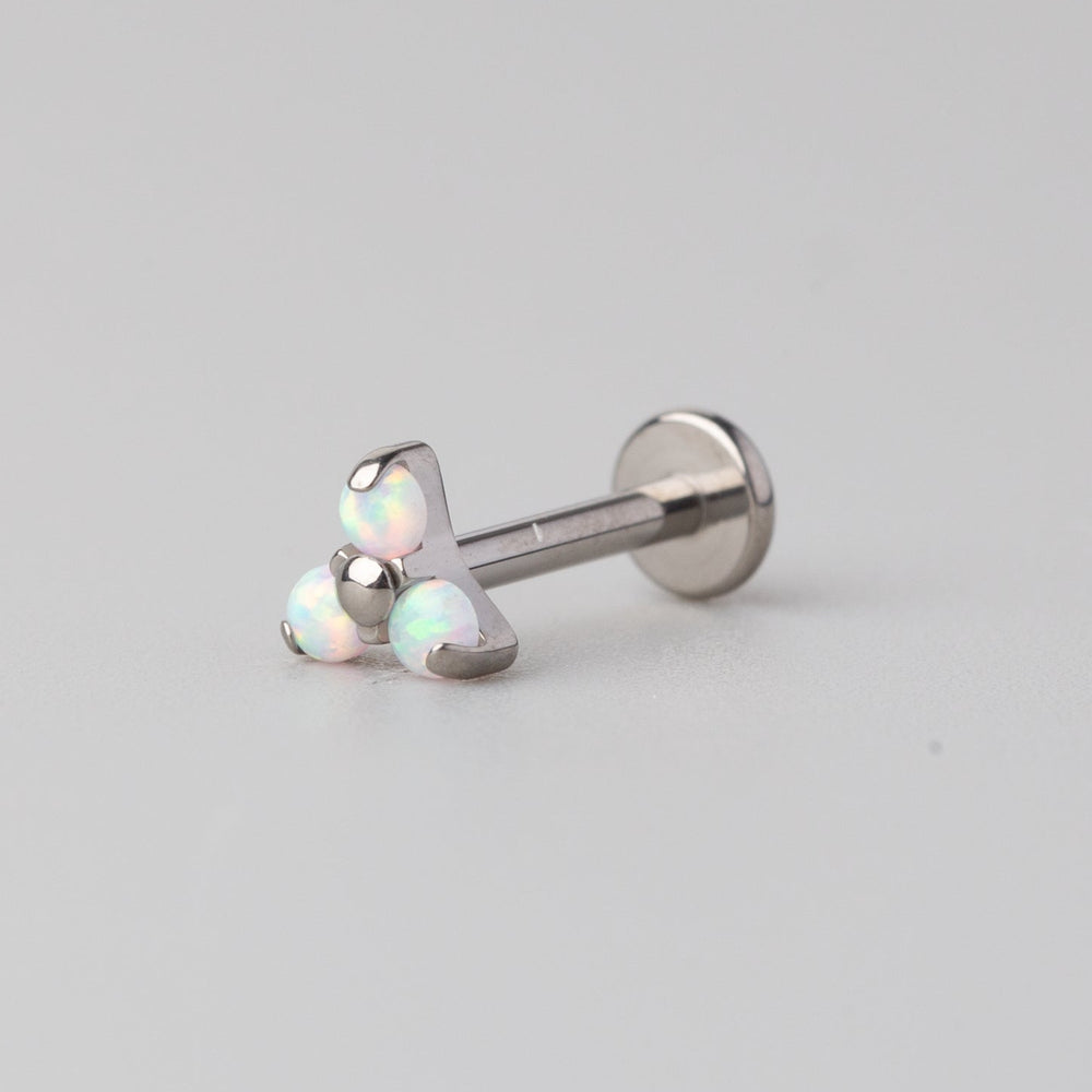 Triple Blaze Set Trinity White Opal Labret in Silver - Titanium