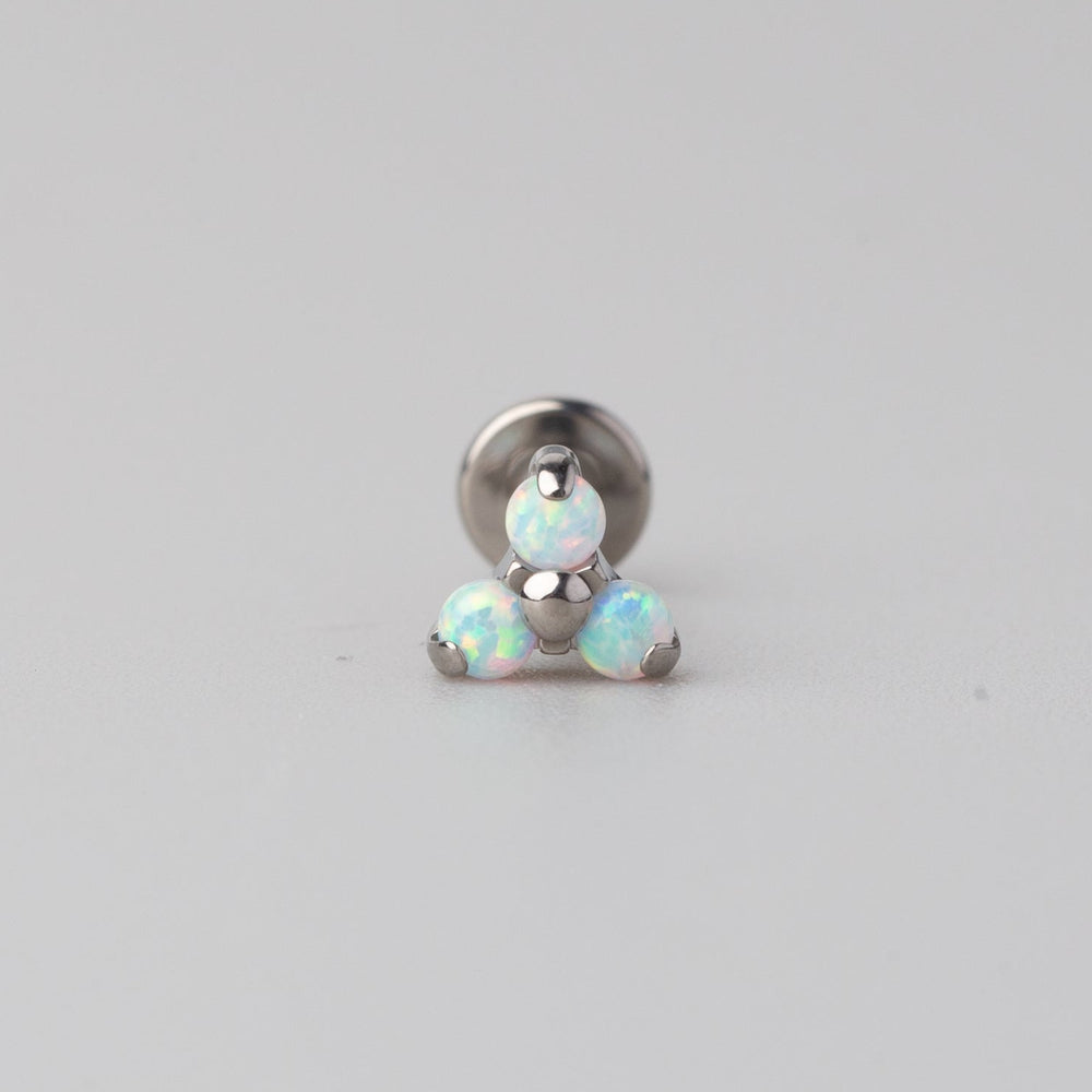 Triple Blaze Set Trinity White Opal Labret in Silver - Titanium