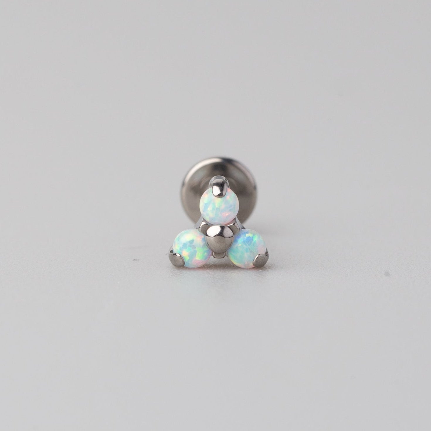 Triple Blaze Set Trinity White Opal Labret in Silver - Titanium - Camden Body Jewellery