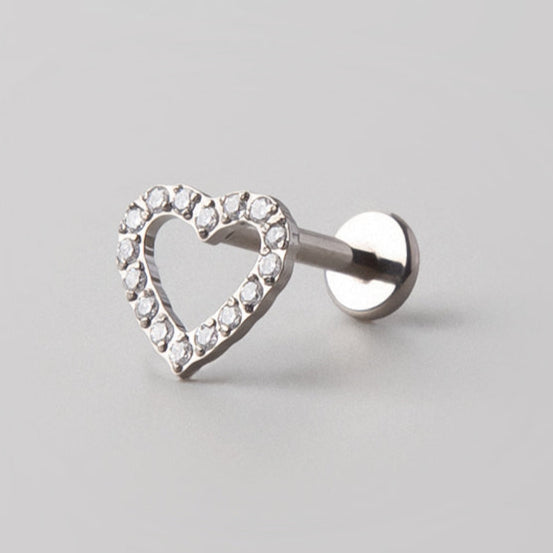 Celeste Heart Labret in Silver - Titanium