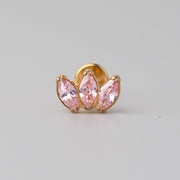 Triple Marquise Pink CZ Labret in Gold - Titanium - Camden Body Jewellery