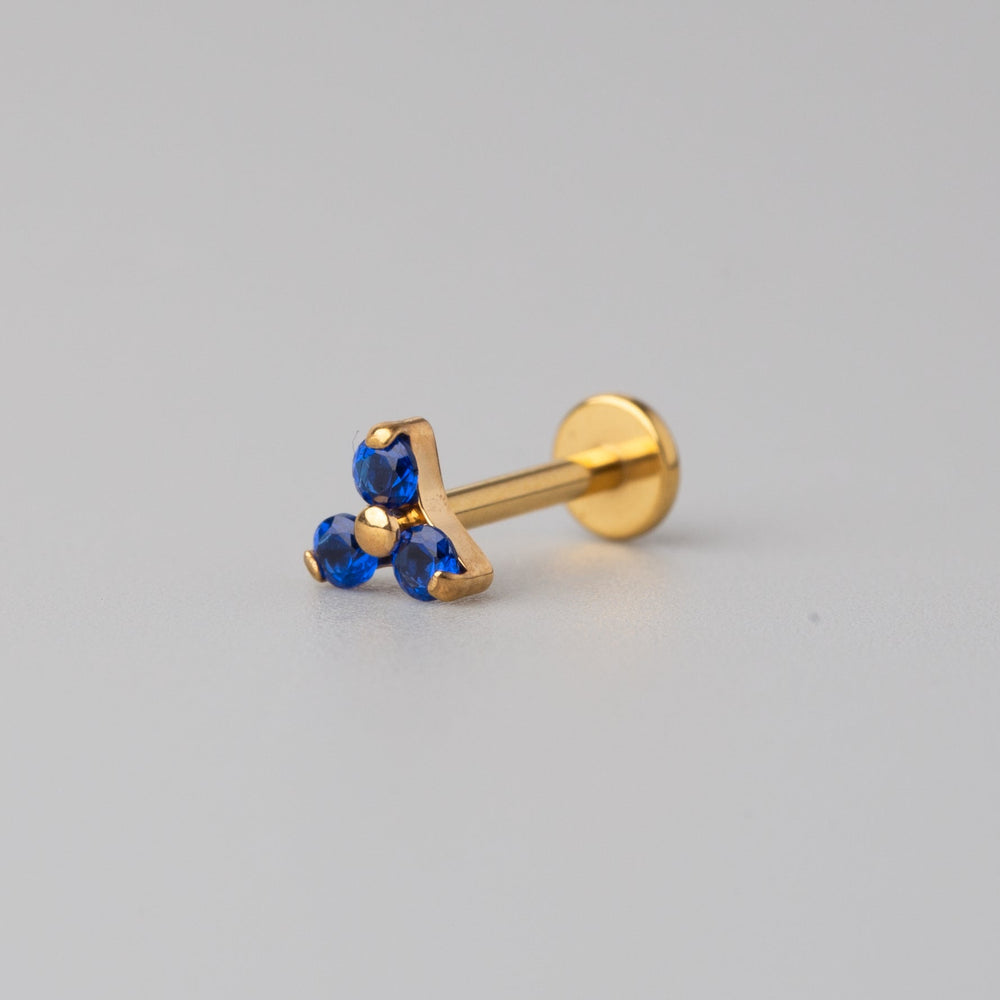 Triple Blaze Set Trinity Blue CZ Labret in Gold - Titanium