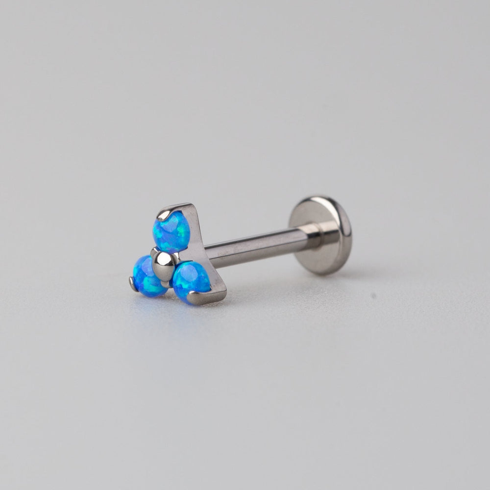 Triple Blaze Set Trinity Blue Opal Labret in Silver - Titanium