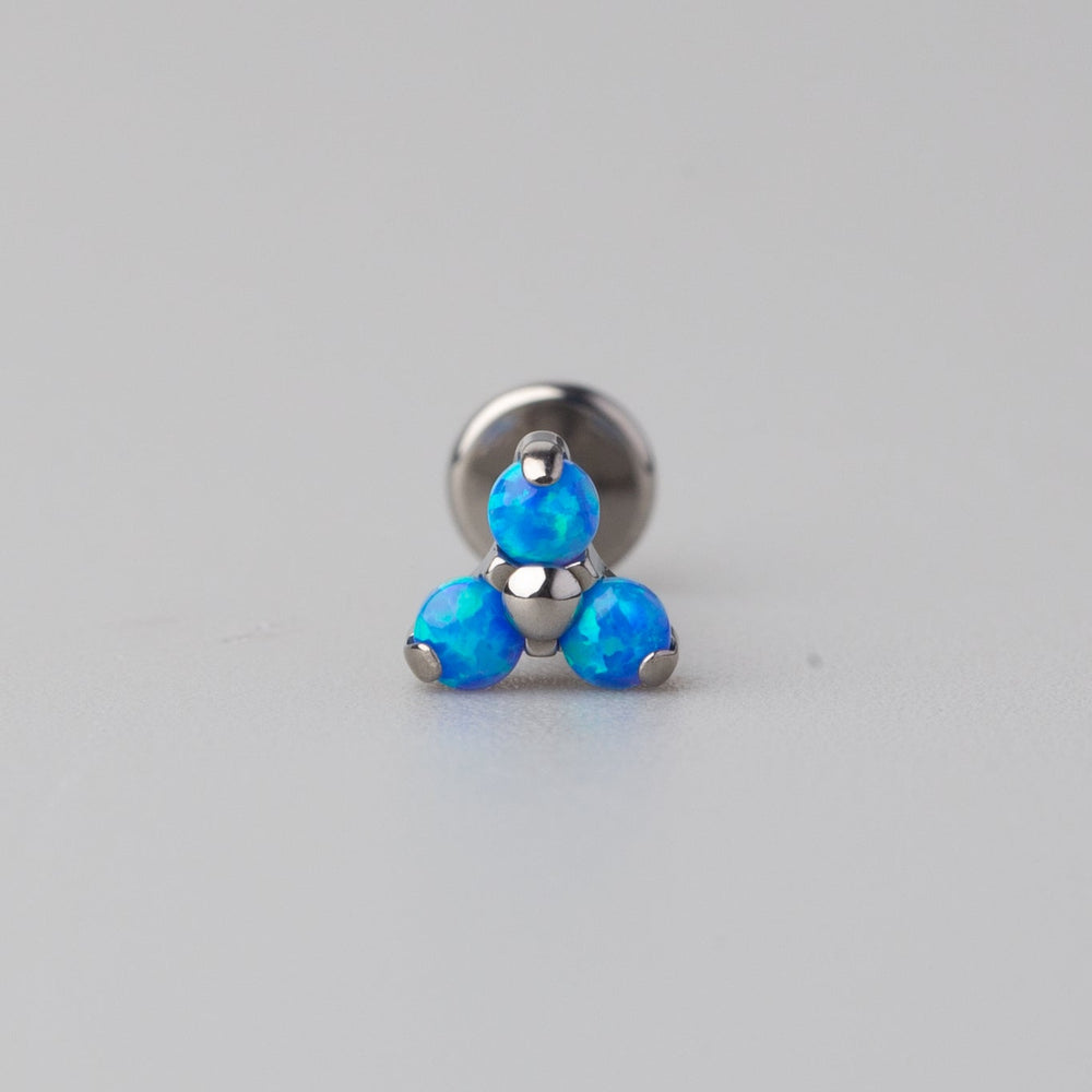 Triple Blaze Set Trinity Blue Opal Labret in Silver - Titanium