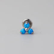 Triple Blaze Set Trinity Blue Opal Labret in Silver - Titanium - Camden Body Jewellery